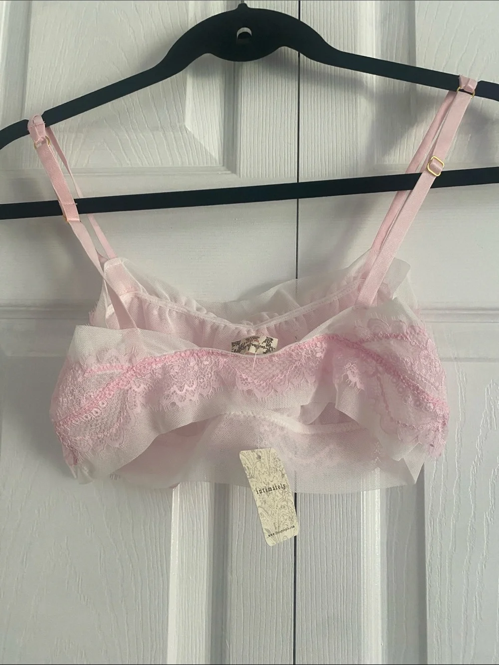 Free People Pale Pink Lace Bralette with Double Straps